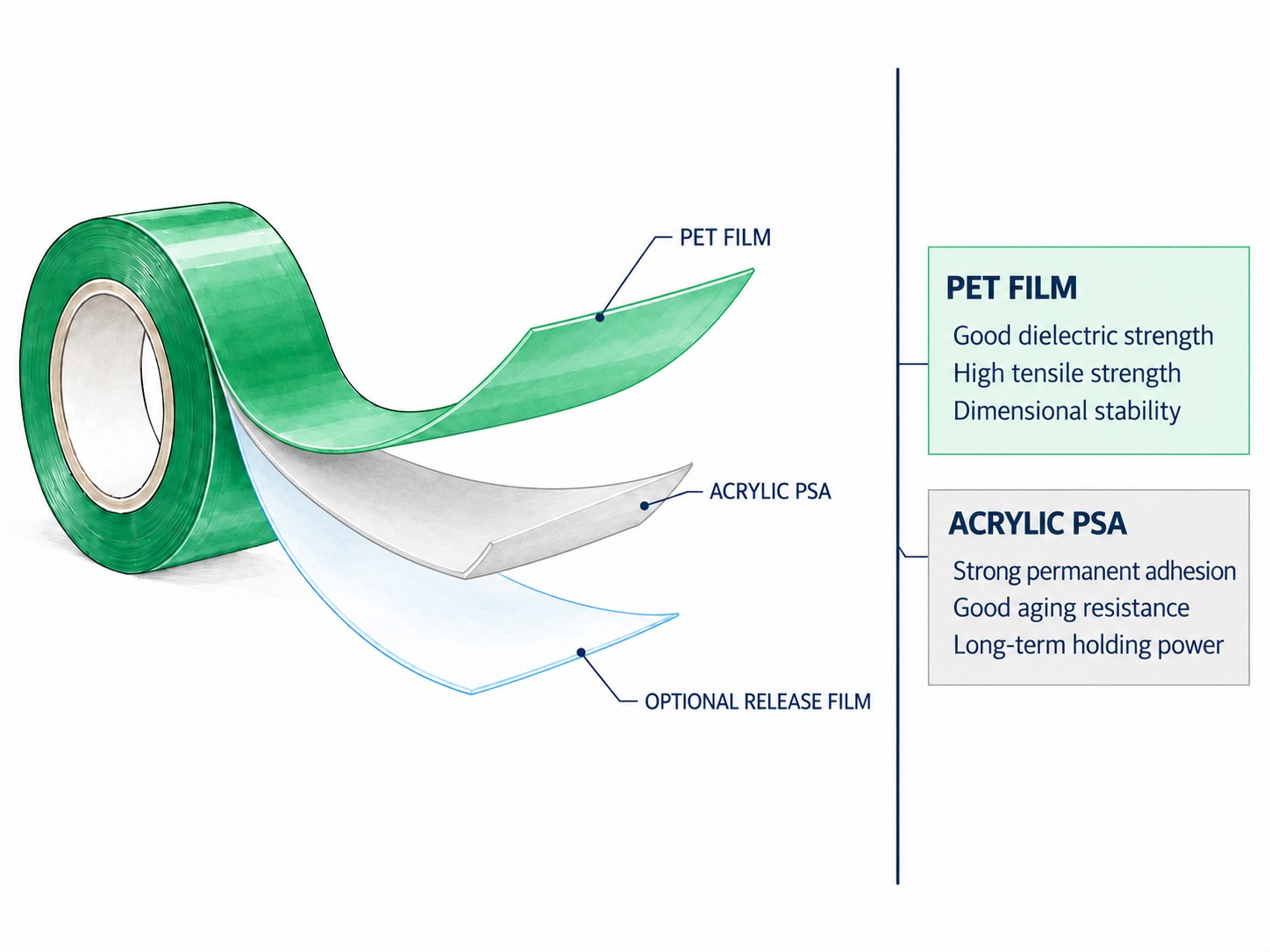 Construction of Polyester Acrylic Adhesive Tape